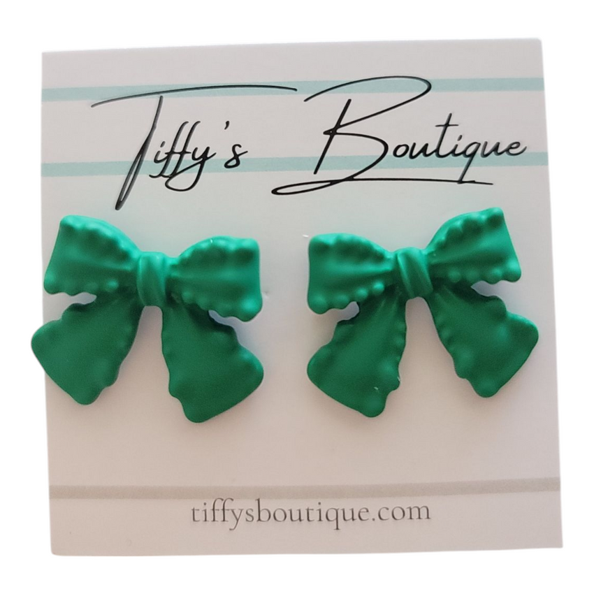 Kelly Green Bow Earrings