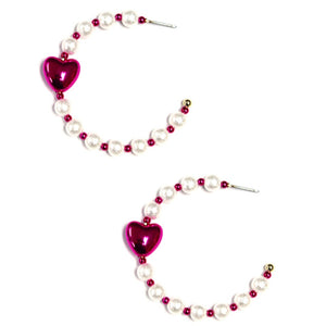 Pearl Heart Hoop Earrings