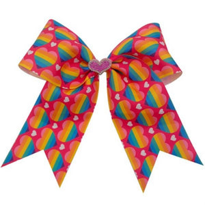 Rainbow Hearts Bow