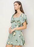 Sage Floral Spring Dress