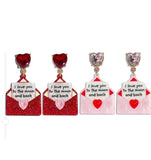 Crystal Heart Envelope Message Post Earrings