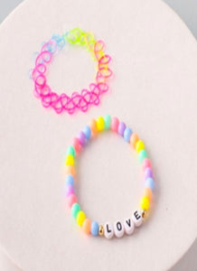 Love Beaded Bracelet and Spiral Bracelet set