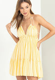 Yellow Stripe Halter Sun Dress