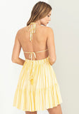 Yellow Stripe Halter Sun Dress