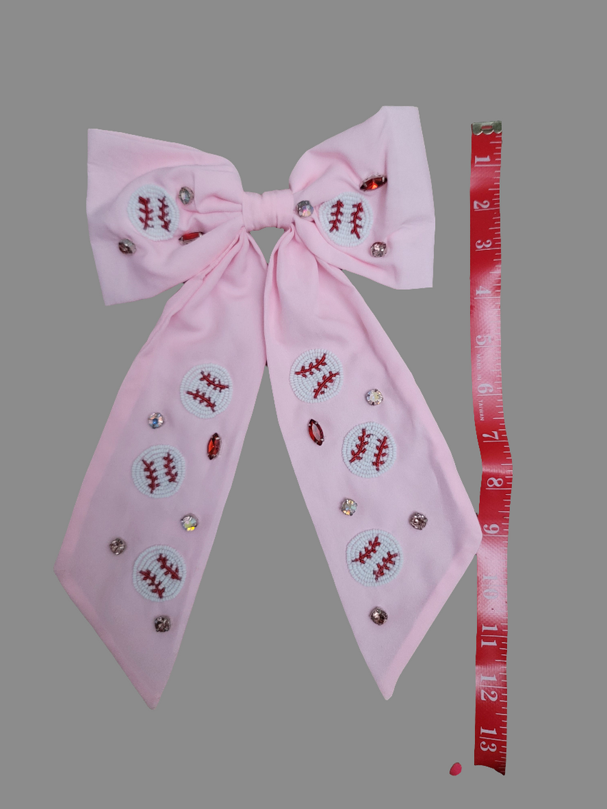 Large Fabric Baseball Hair Bow