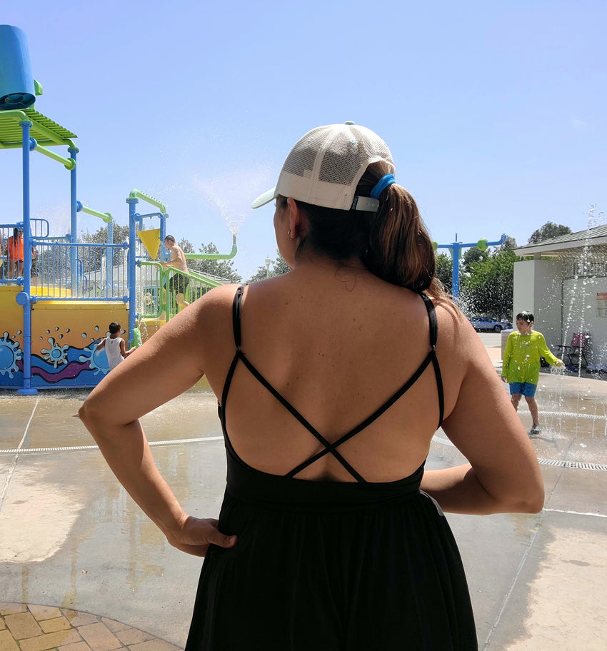Sporty Black Crisscross Backless V-Neck Romper