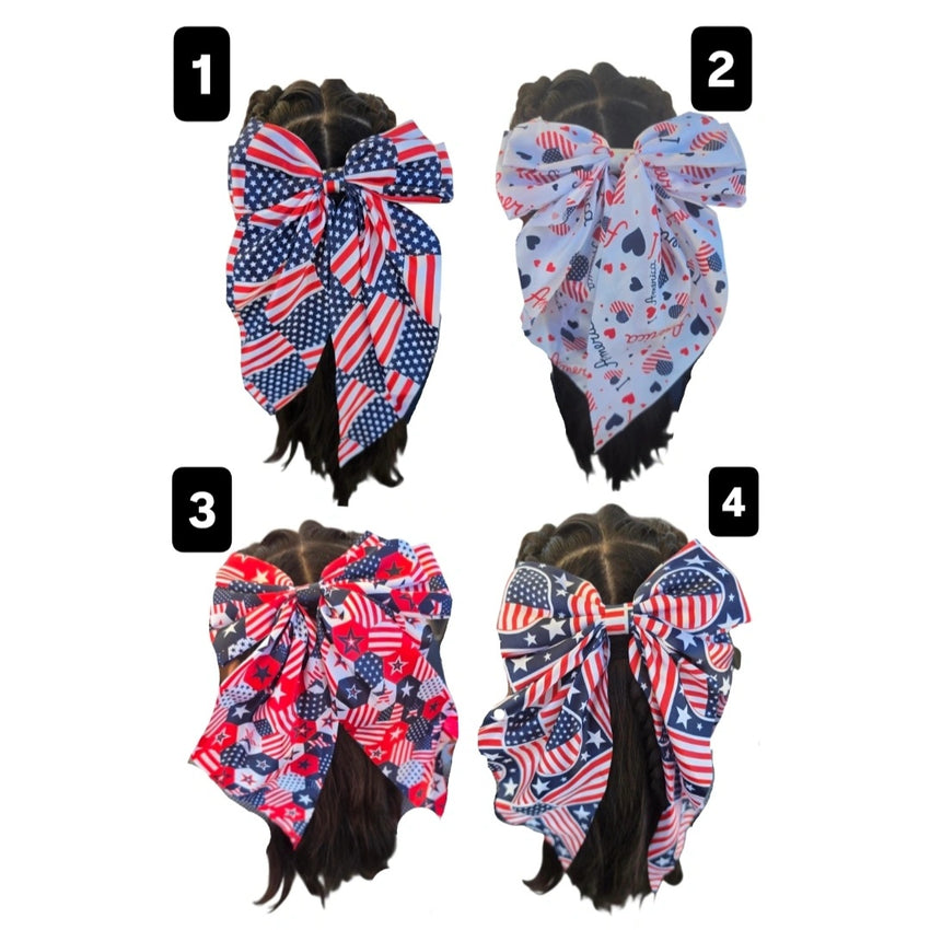 Patriotic Large Hair Bows