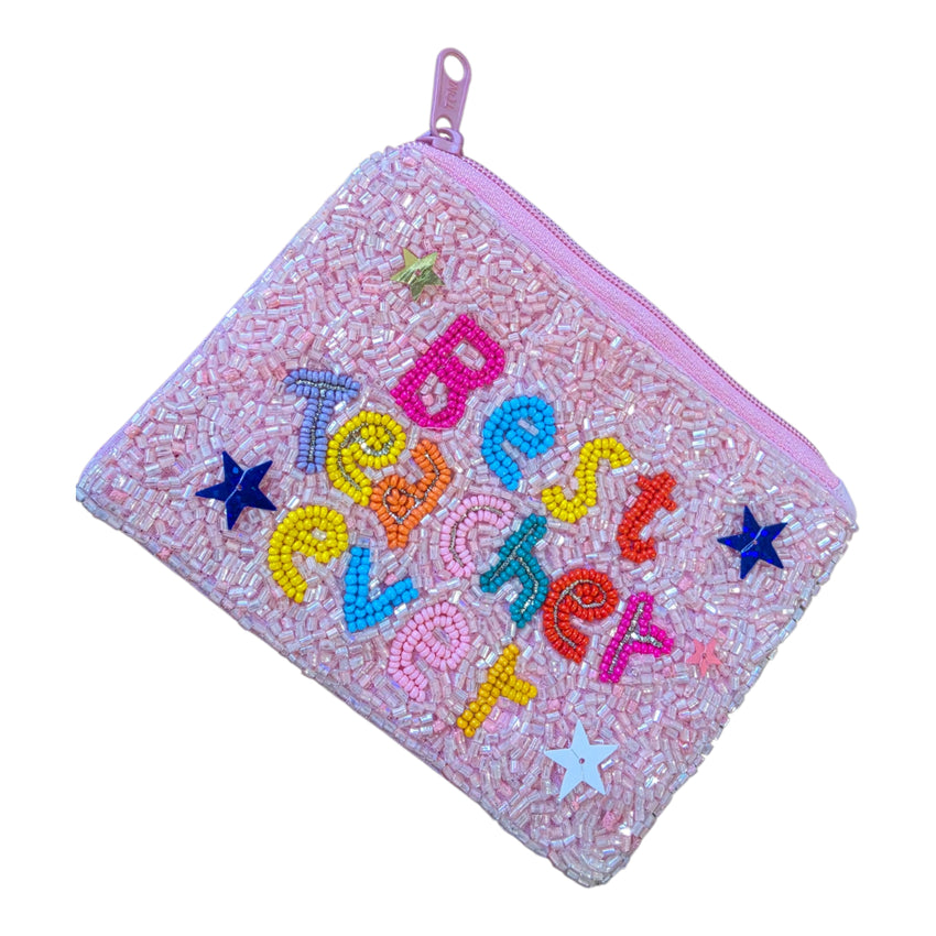 Best Teacher Ever Coin Purse Pink