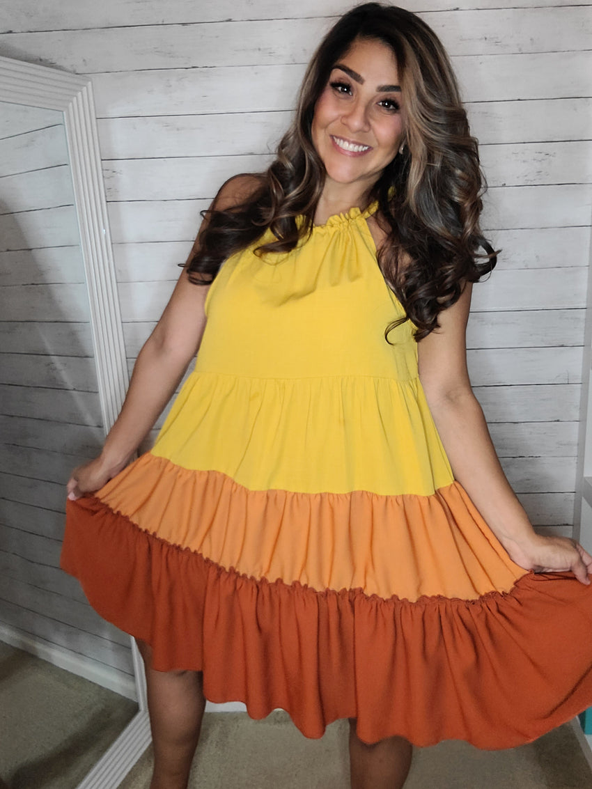 Fall Color Block Tent Dress