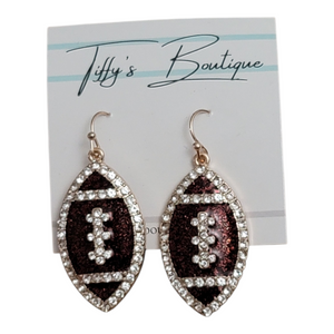 Bling Football Dangle Earrings