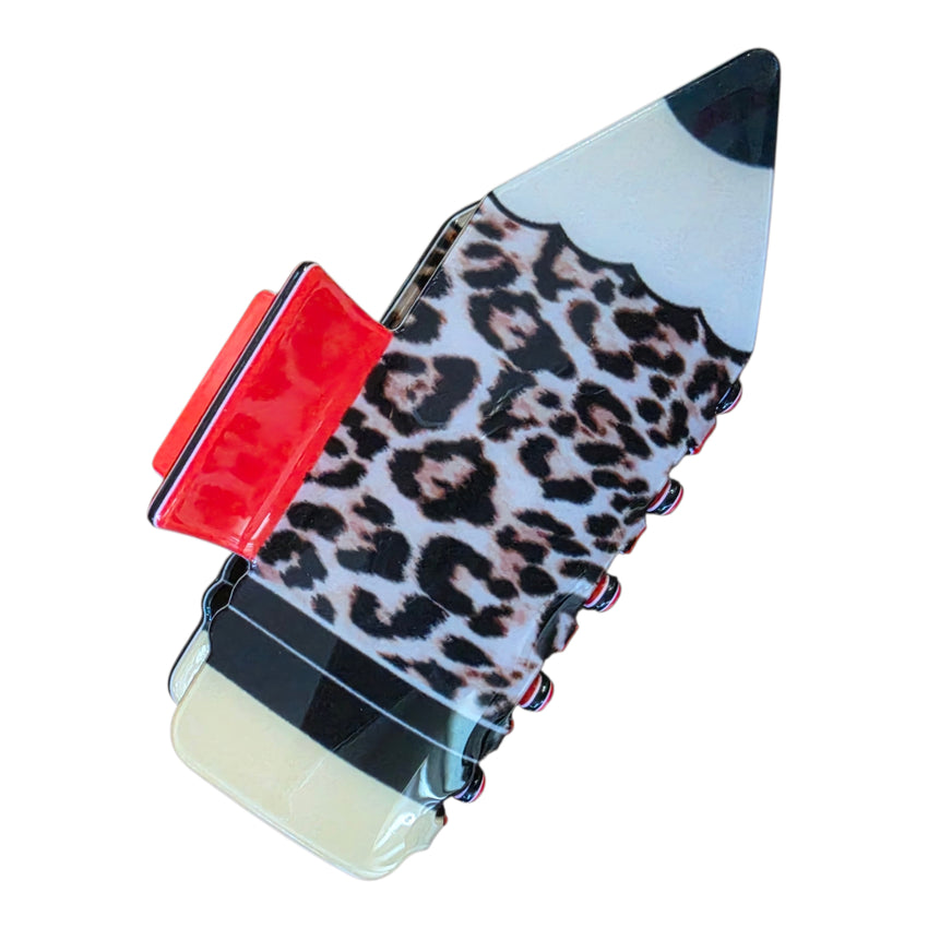 Teacher Cheetah Print Pencil Claw Clip