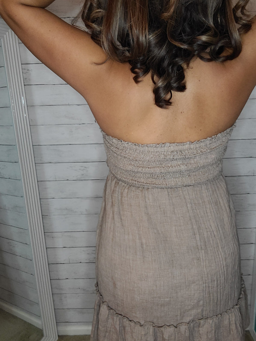 Tan Tube Strapless Mini Dress