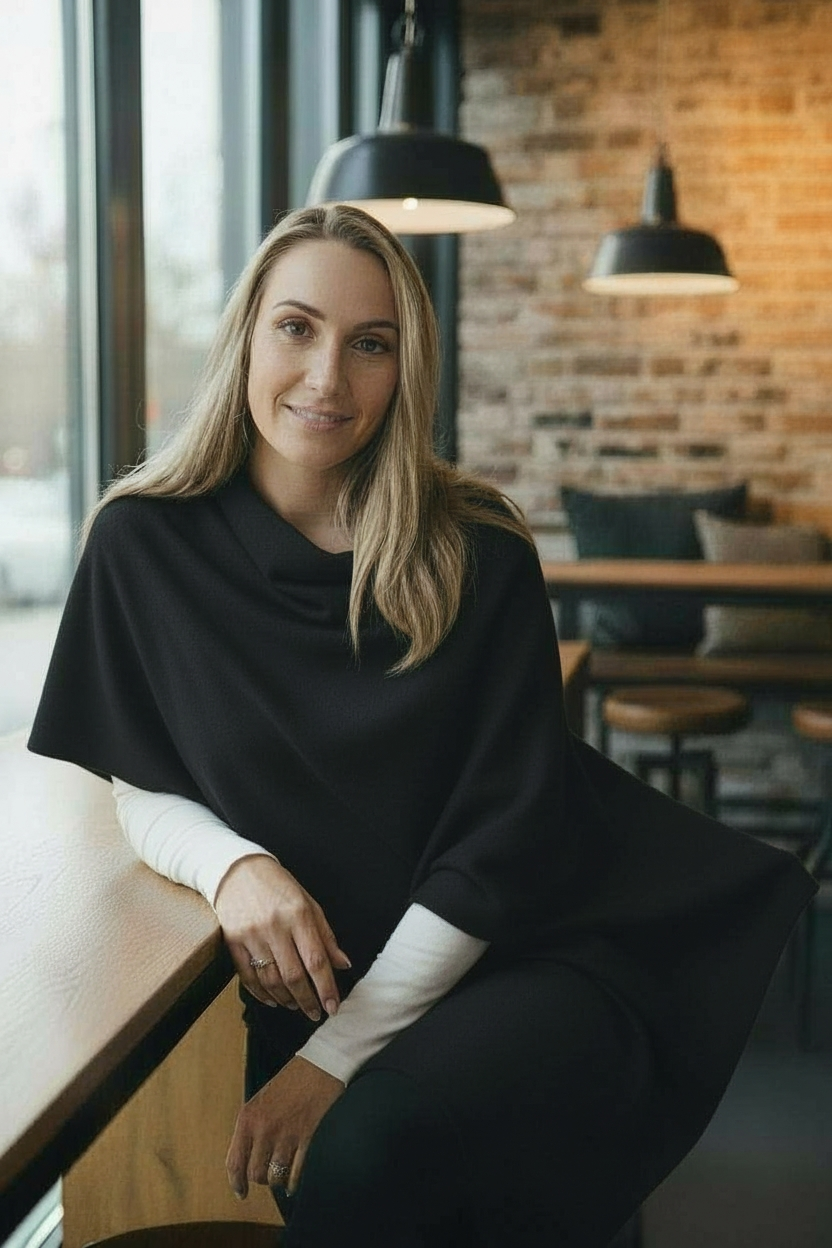 Chic Stylish Chenille Solid Color Poncho