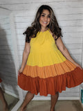 Fall Color Block Tent Dress