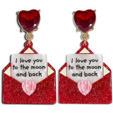 Crystal Heart Envelope Message Post Earrings