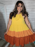 Fall Color Block Tent Dress
