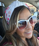 Pink Beaded Flower Headband