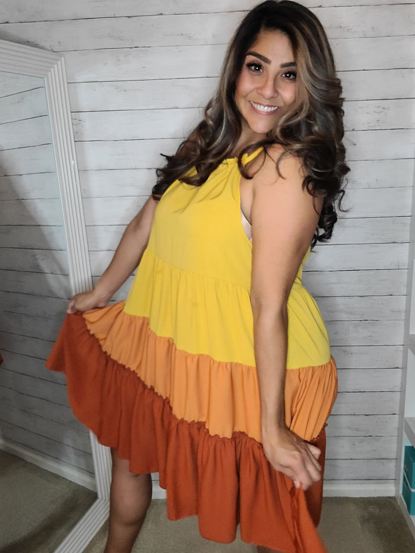 Fall Color Block Tent Dress