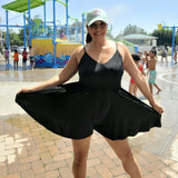 Sporty Black Crisscross Backless V-Neck Romper