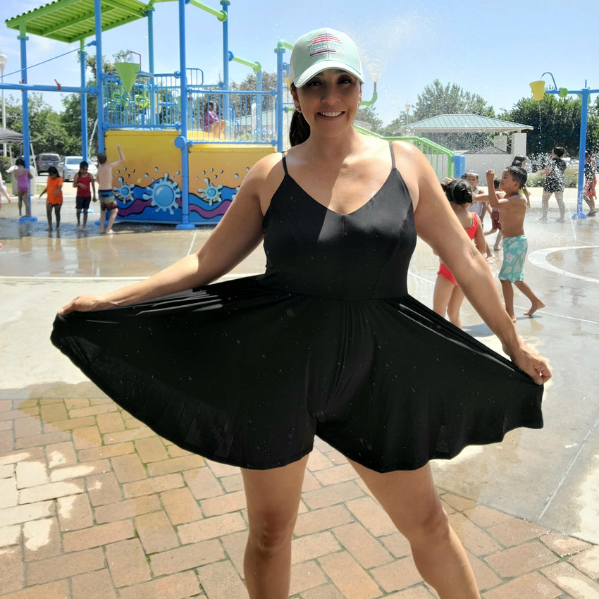 Sporty Black Crisscross Backless V-Neck Romper