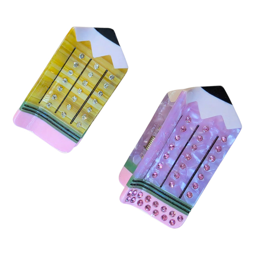 Teacher Pencil Hair Claws Clips