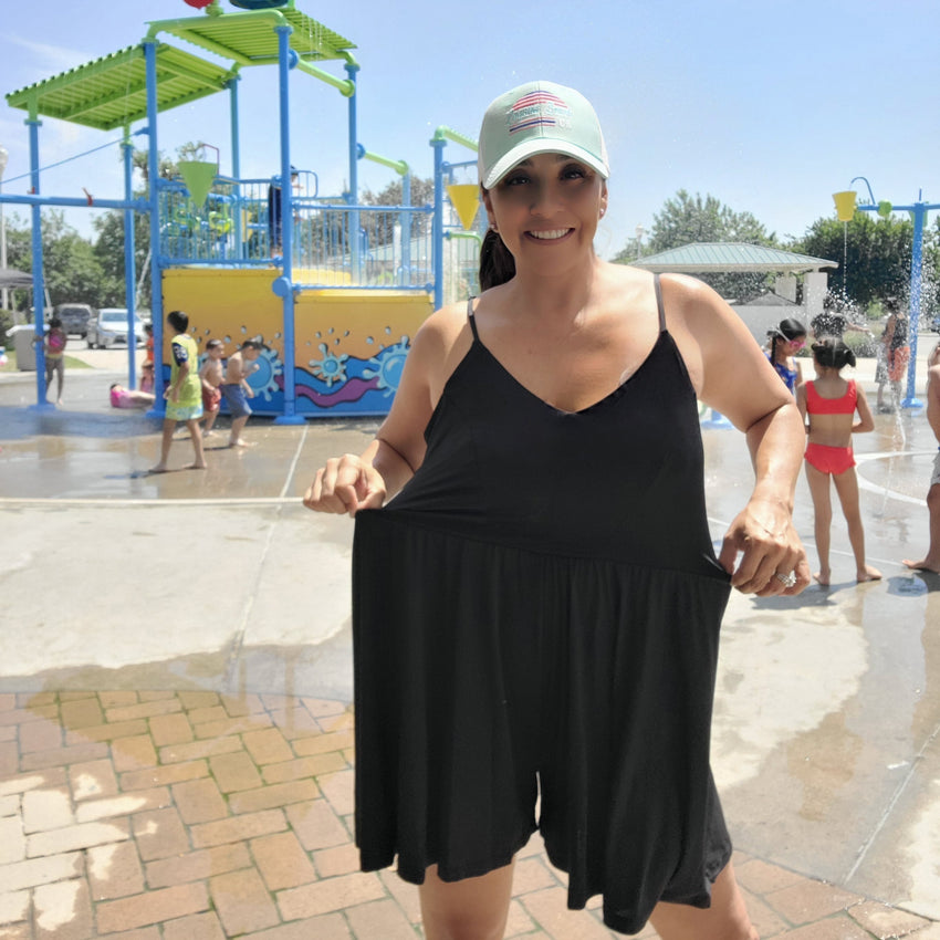 Sporty Black Crisscross Backless V-Neck Romper