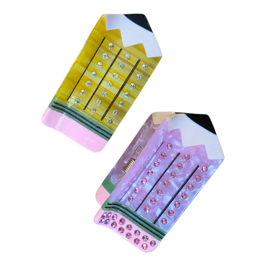 Teacher Pencil Hair Claws Clips
