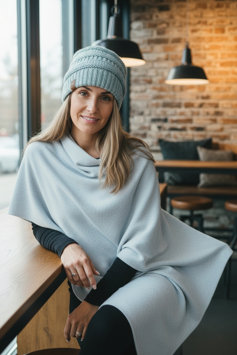 Chic Stylish Chenille Solid Color Poncho