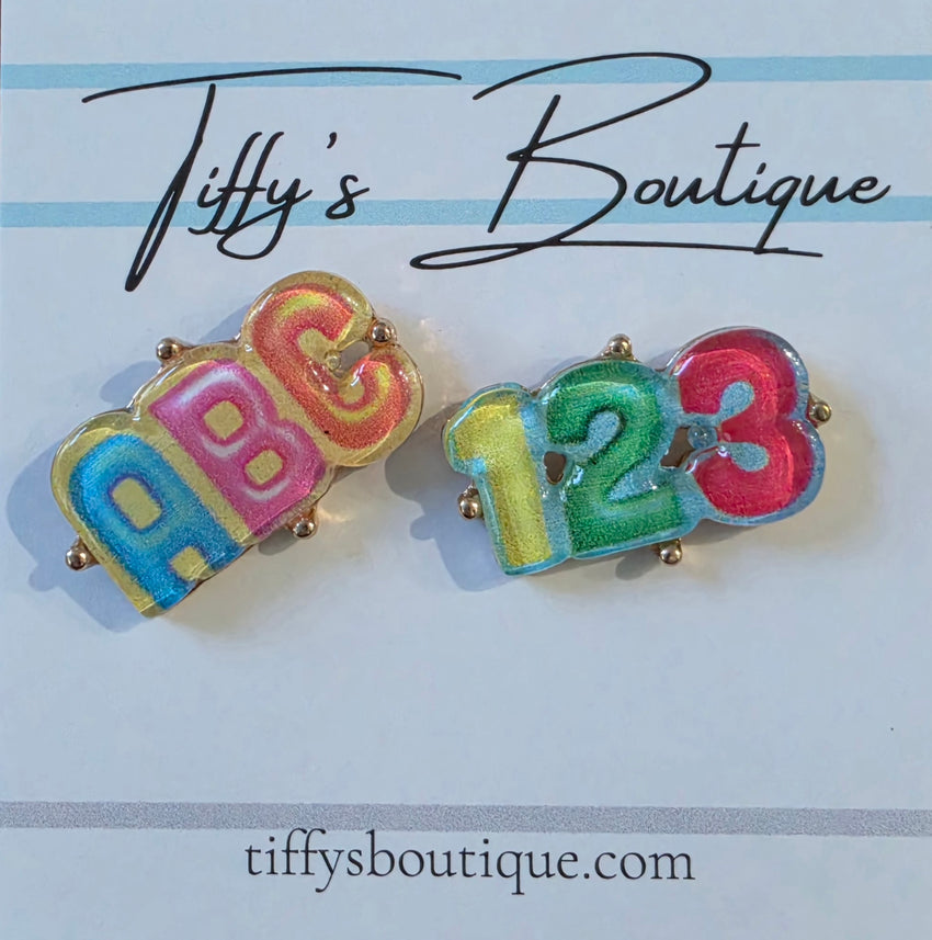 ABC 123 Stud Earrings