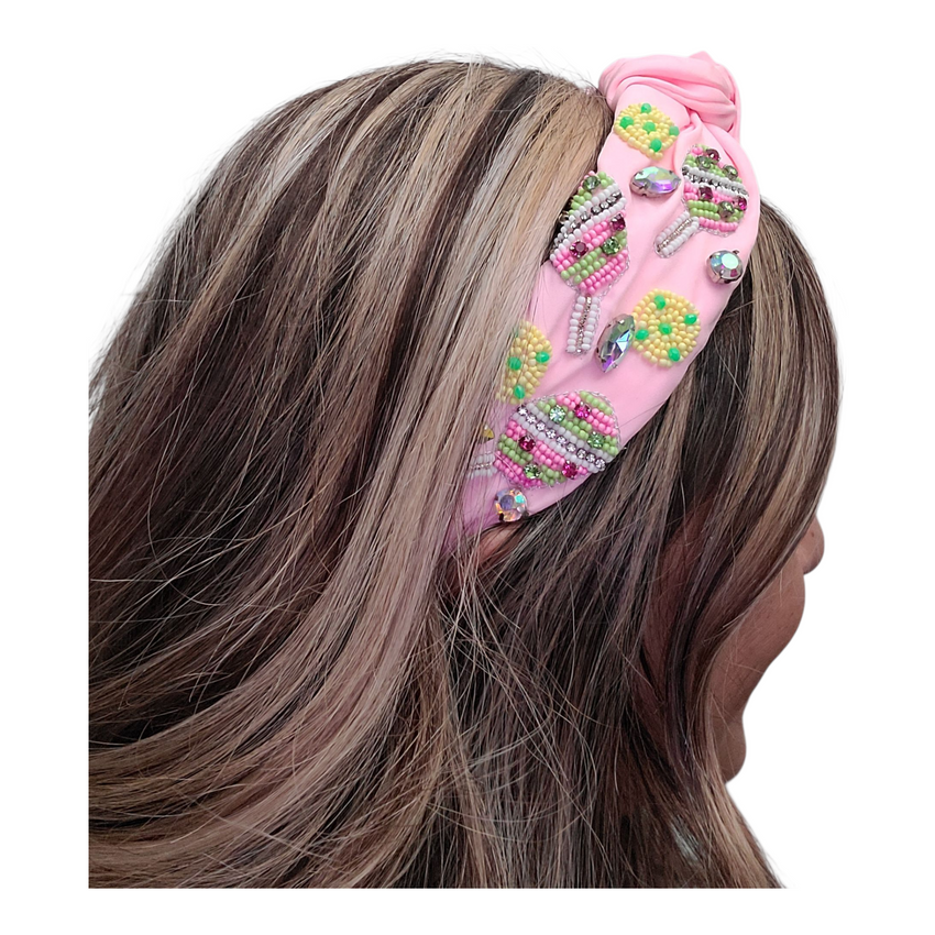 Beaded Pickle Ball and Paddles Headband