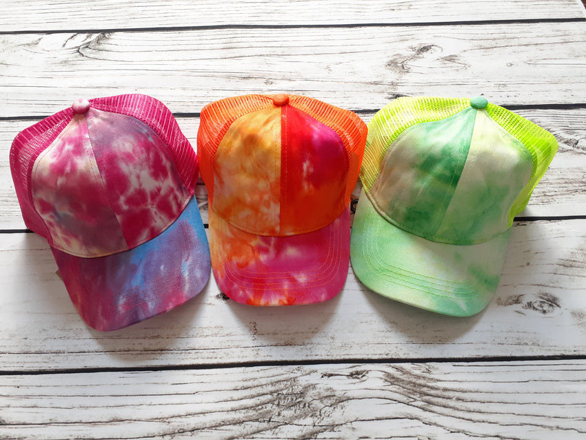 Tie-dye CC Ponytail Trucker Hat