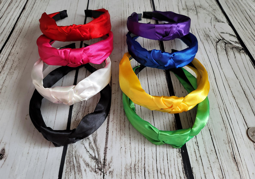 Solid Satin Top Knot Headband