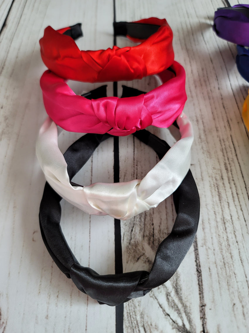 Solid Satin Top Knot Headband