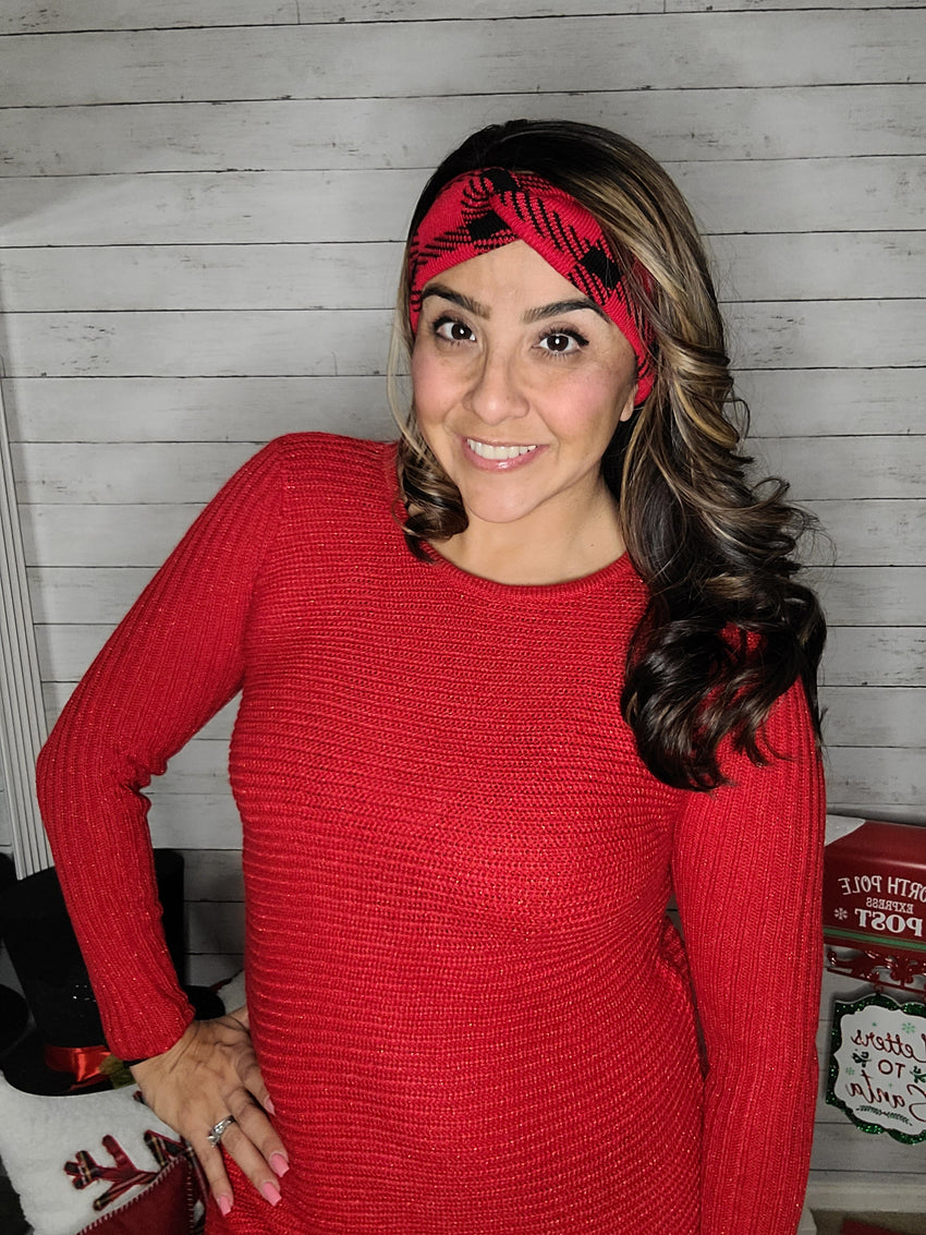 Buffalo Check Knit Headbands