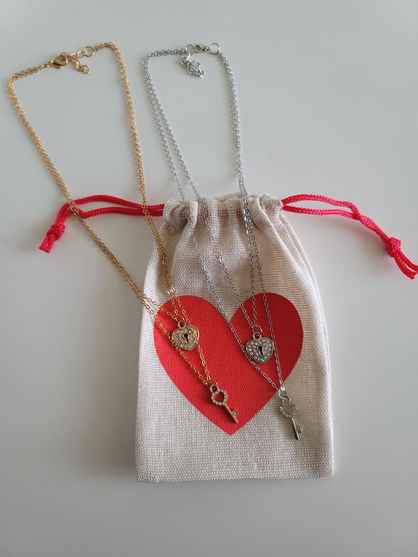 Lock & Key Charm Layered Necklace