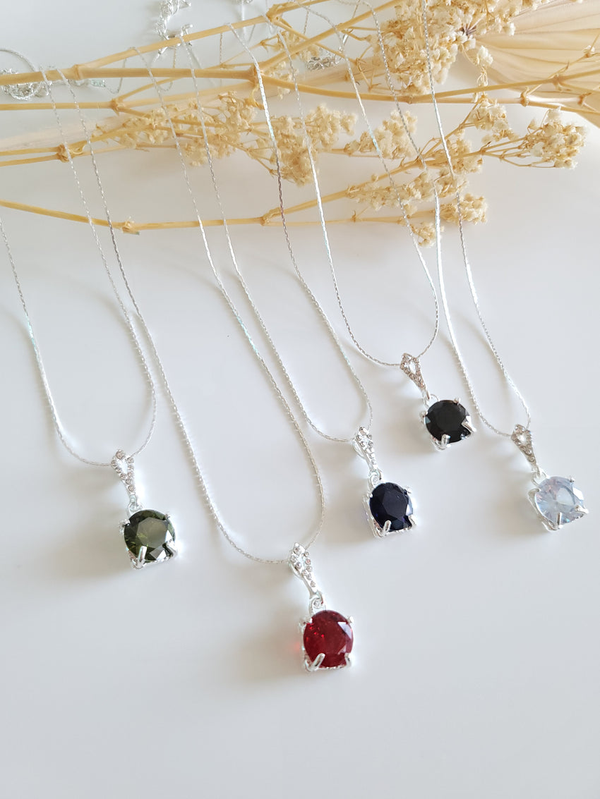 Square Gem Dainty Necklace