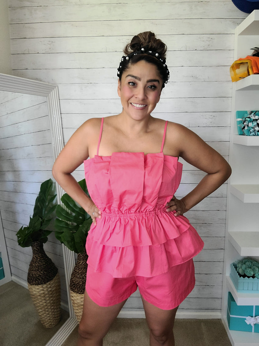 Coral Tierd Romper