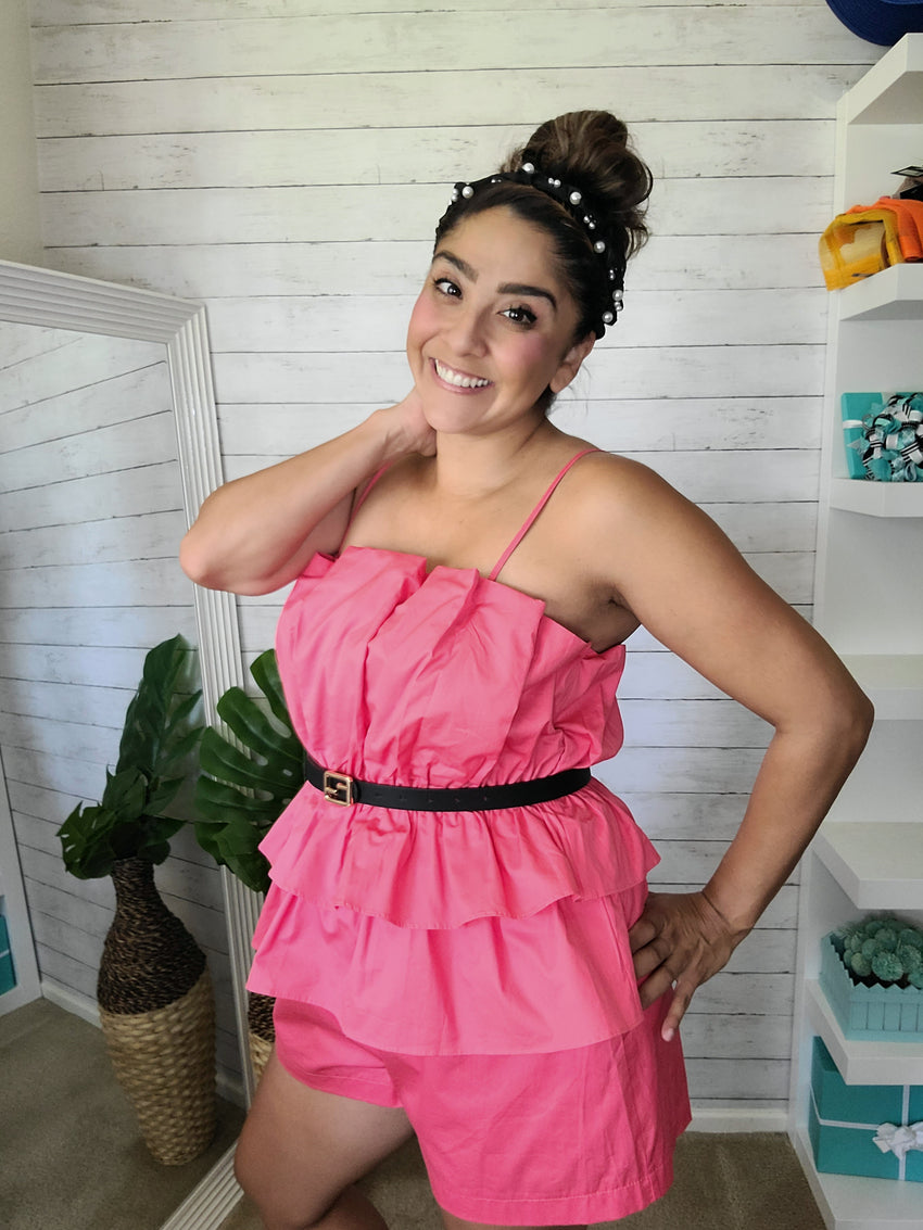 Coral Tierd Romper