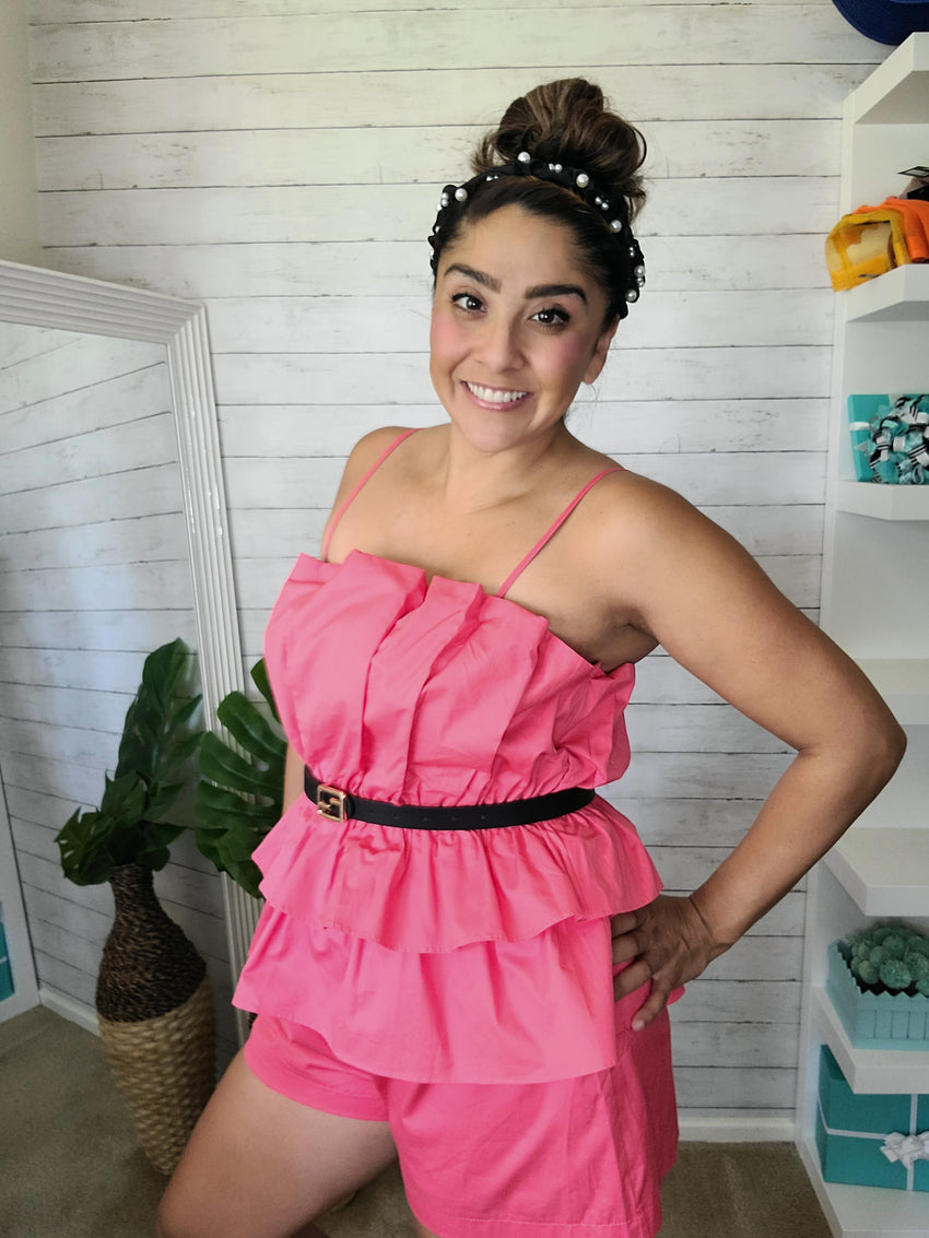 Coral Tierd Romper