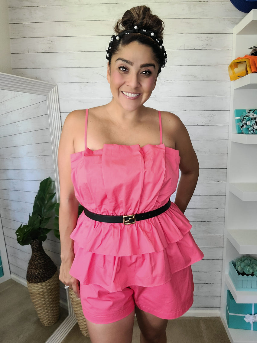 Coral Tierd Romper