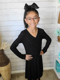 Ribbed Long Sleeve Dress in Black