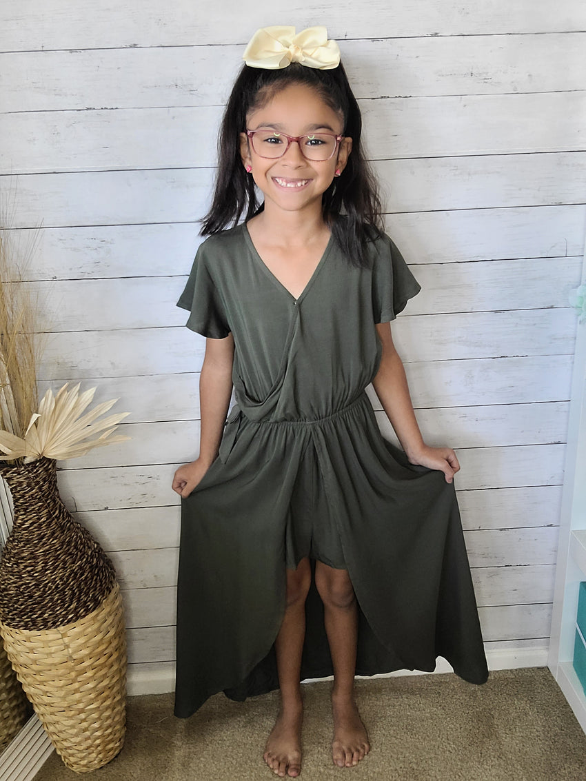 Olive overlay Romper