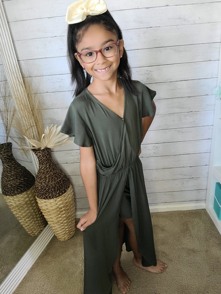 Olive overlay Romper