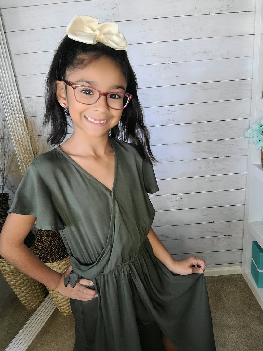 Olive overlay Romper