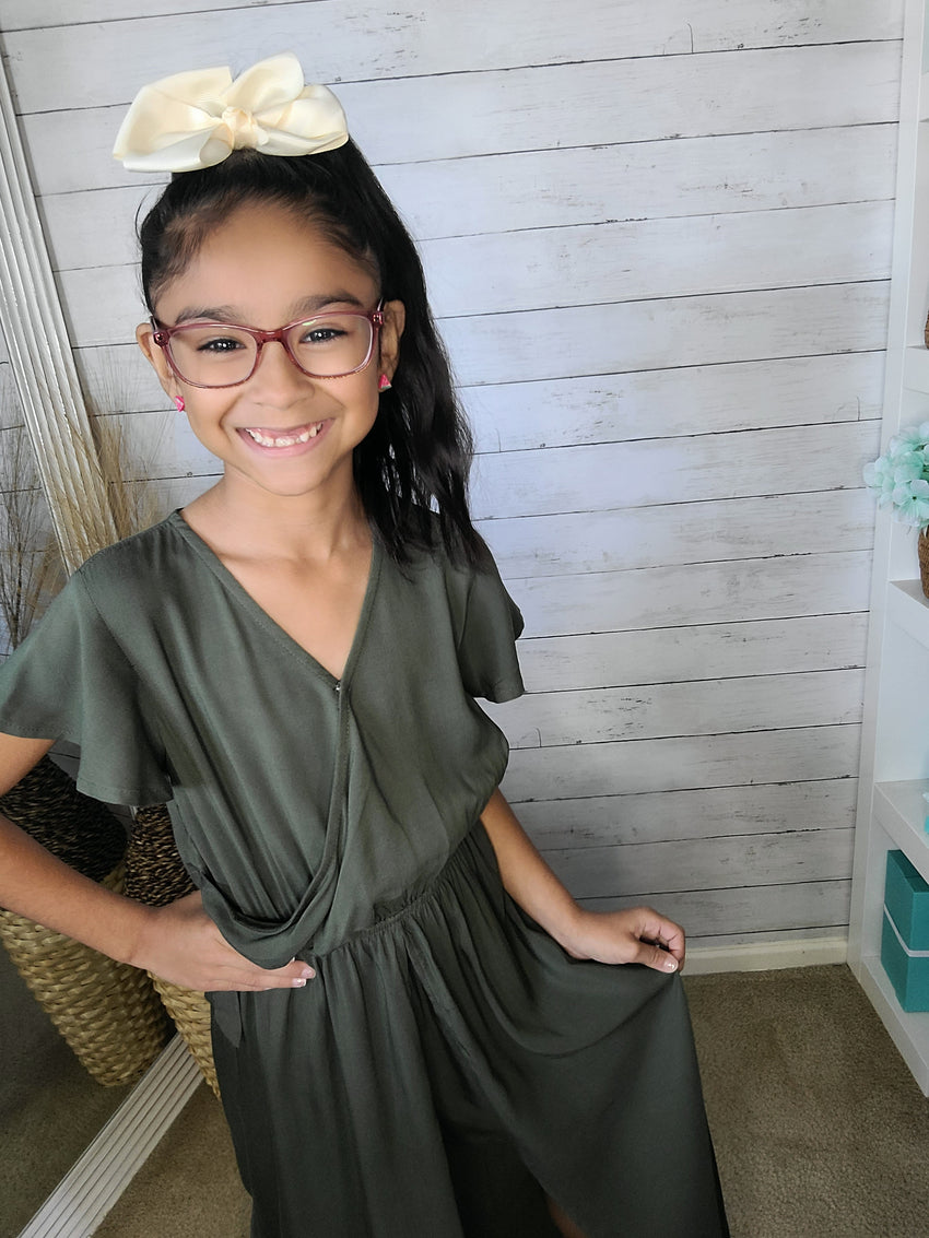 Olive overlay Romper