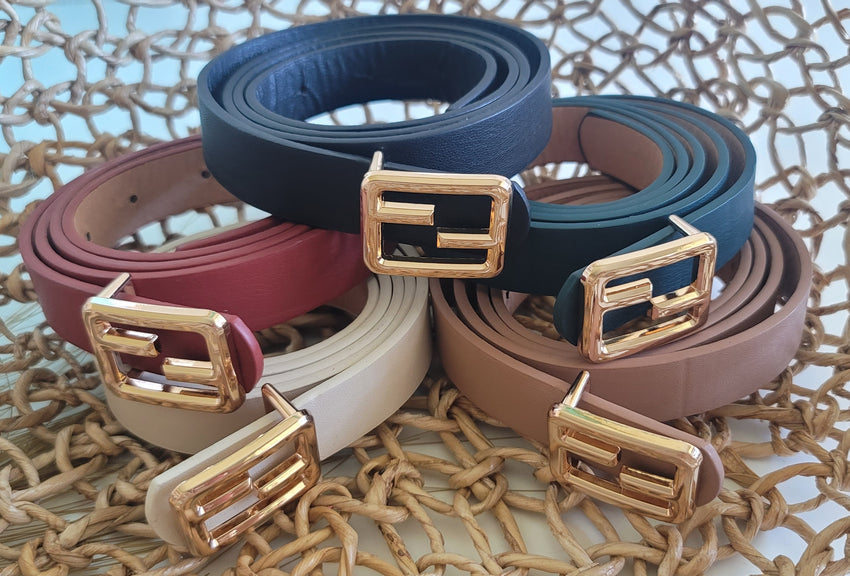 Skinny Belts with Gold Buckle