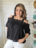 Black off the Shoulder Lace Top