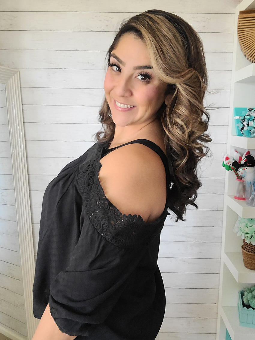 Black off the Shoulder Lace Top