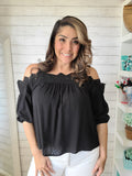 Black off the Shoulder Lace Top
