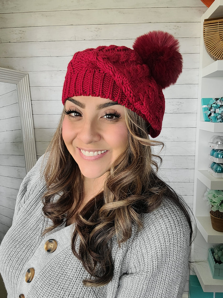 Pom-Pom Beret Beanie